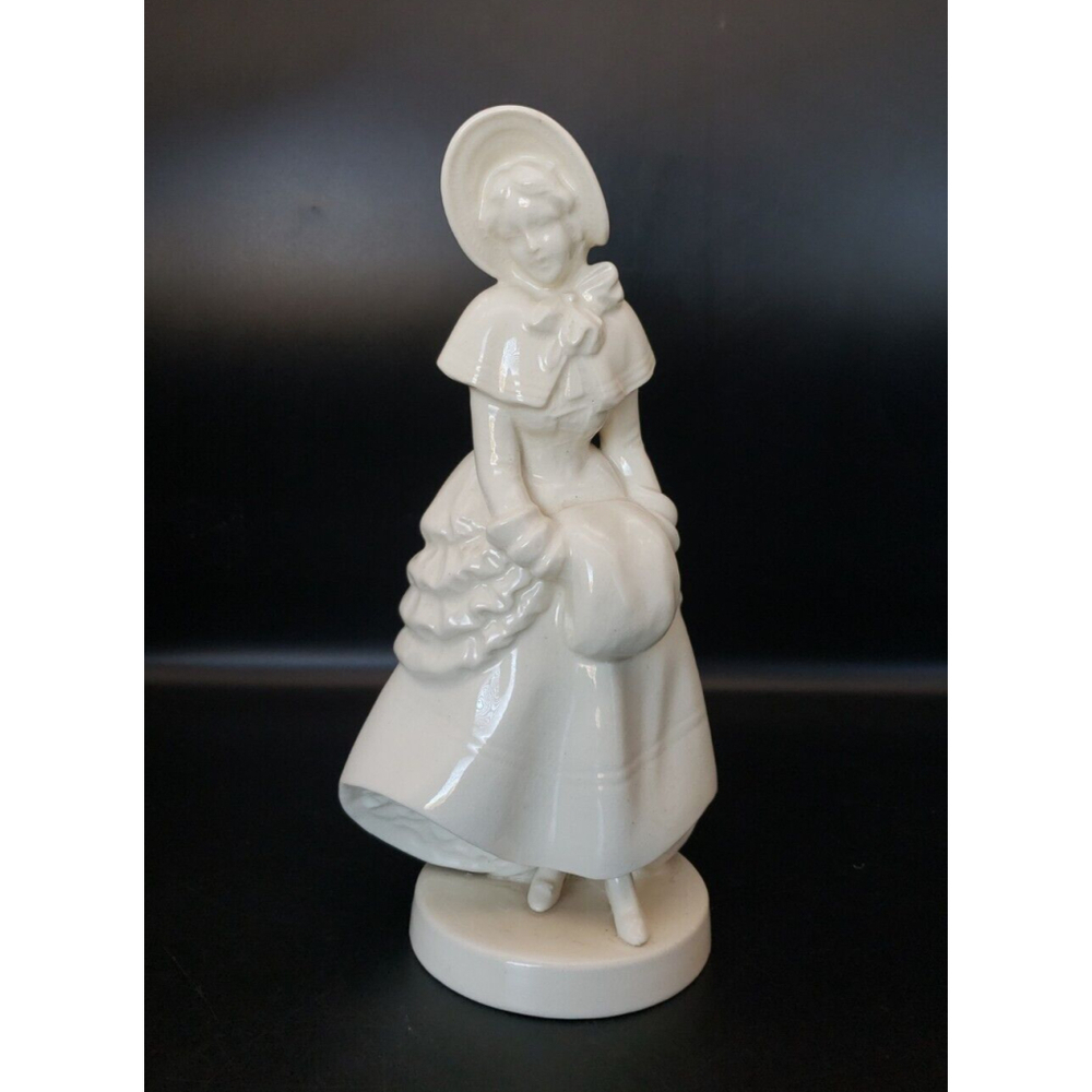 Vintage 1940s Japan Planter Vase Victorian Figure 10” woman w/muff